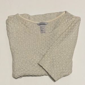 H&M Checkered Knit White Sweater Top